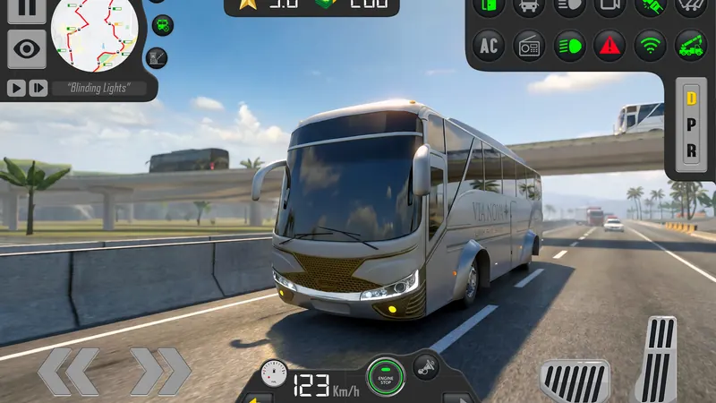 Coach bus on a city highway