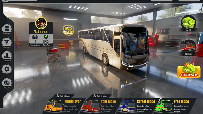 Garage and mode select: Multiplayer, Tour, Career and Free Mode