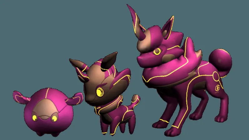 Three evolution stages of a Genopet