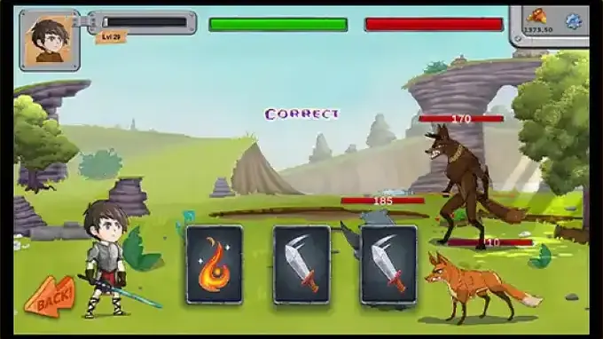 Card-slashing battle mini-game against monsters
